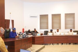 Wike with area council chairmen during the meeting