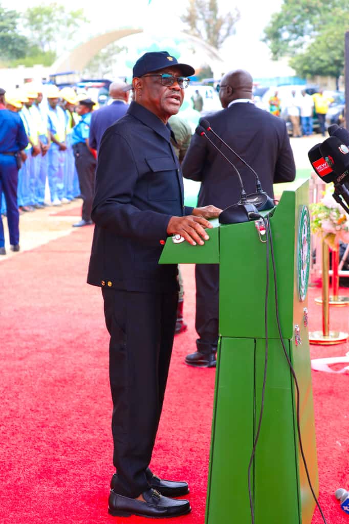 Wike during the flag off of Light Up Abuja project