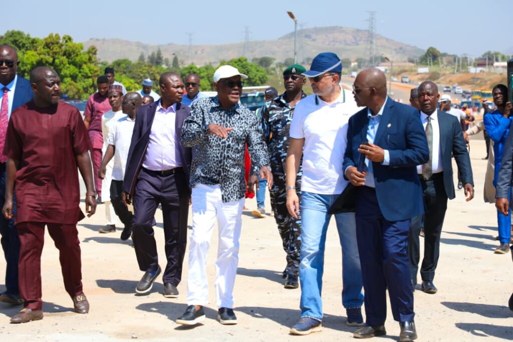 Barr Wike during the inspection of Road projects in Kuje