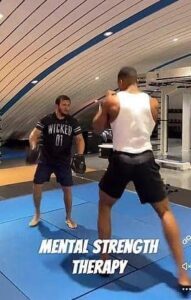 Anthony Joshua with his trainer