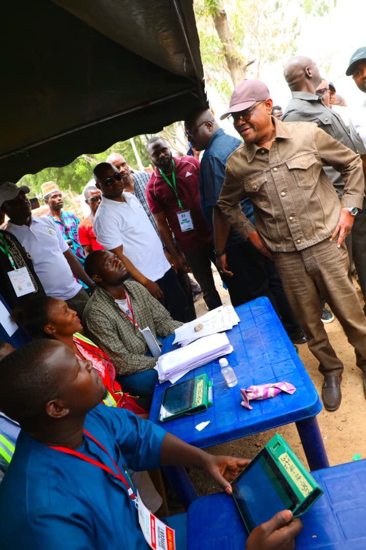 Barr Wike during his tour of polling units during elections