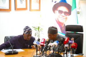 Minister of teh FCT, Barr. Wike with Acting Exec. Sec. FCDA Engr. Dauda