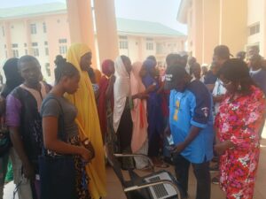 students lined up to be captured