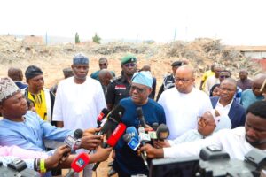 Wike during his visit to the collapsed building site