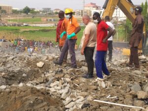 the collapsed building
