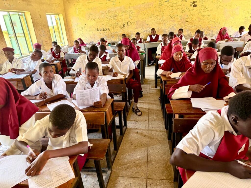 Students writing exams