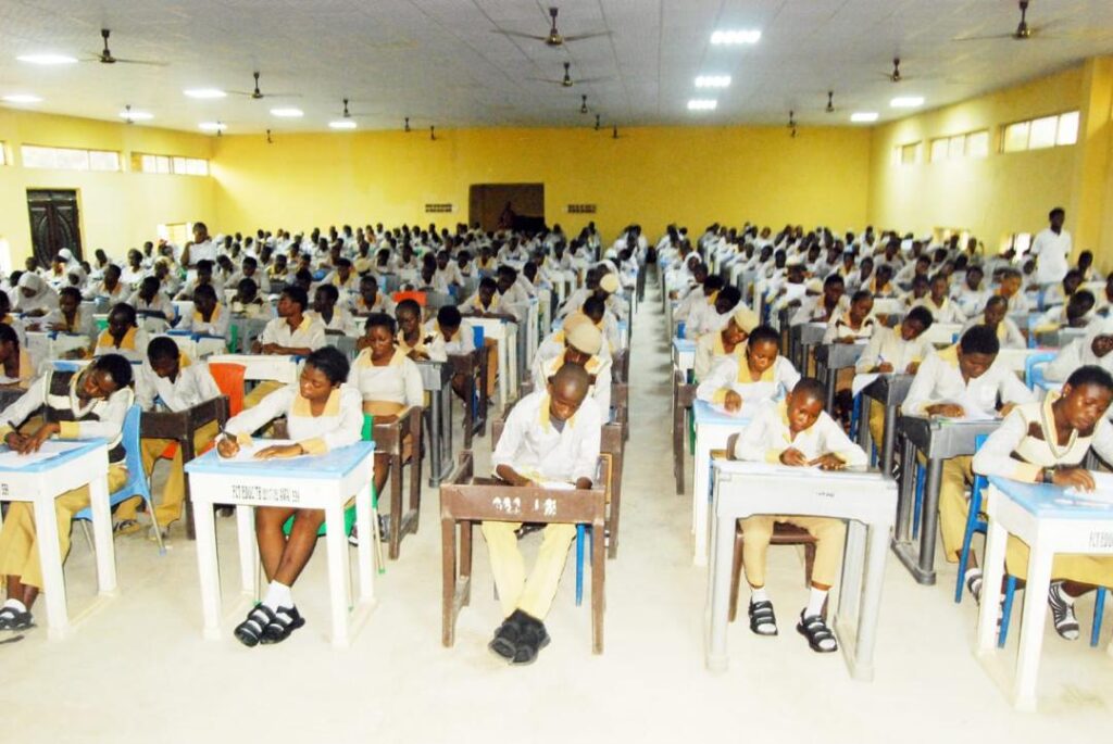 students writing exams