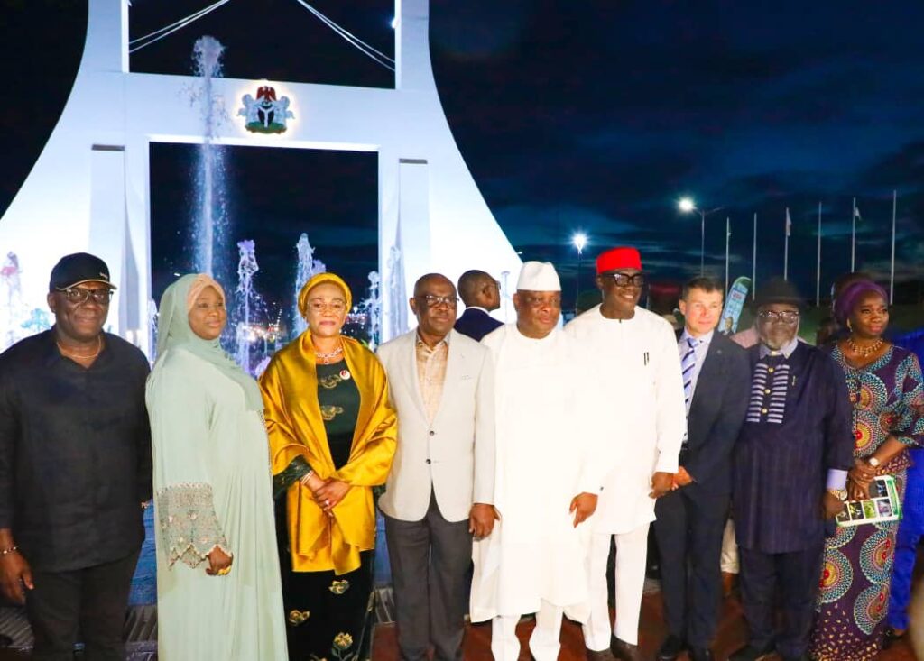 Remi Tinubu with Wike, Mahmoud during the commissioning of the remodeled citygate
