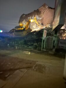 the collapsed building