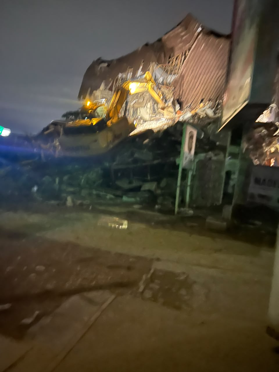 the collapsed building